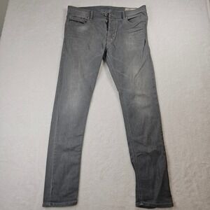Diesel Tepphar Slim Carrot Grey Stretch Jeans Mens W34 L32 Button Fly Tapered
